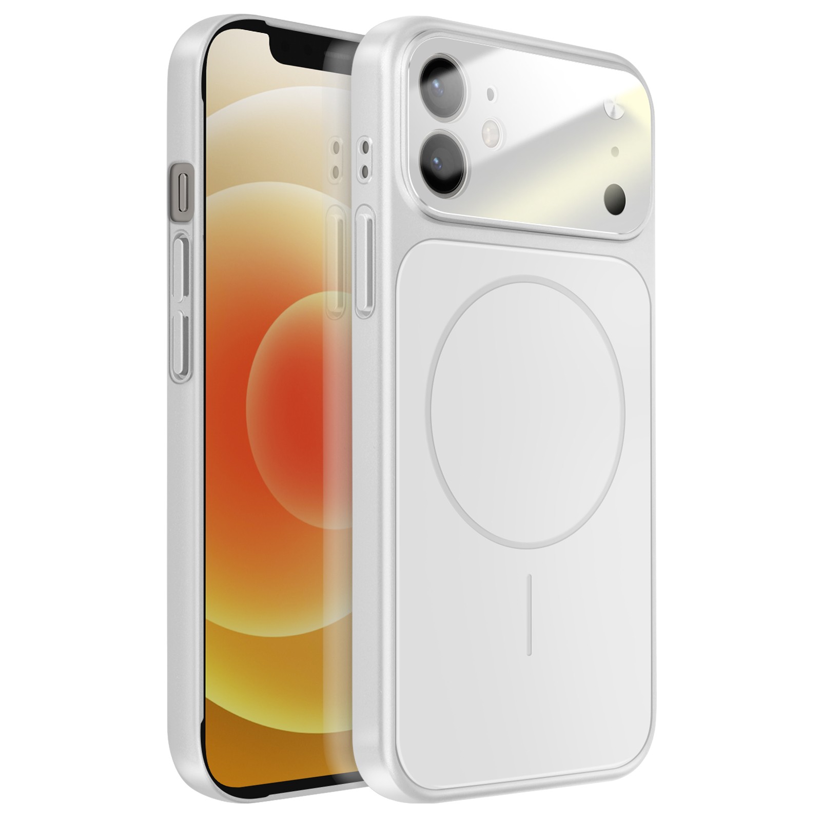 Coque iPhone 12 mate anti-trace de doigt avec dos AG Glass argent