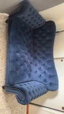 ACME furniture Dark Blue Velvet Sofa Modern Vintage Loveseat