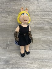 Applause Muppets Miss Piggy Plush Doll Black Dress Leopard Gloves 1983
