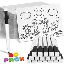 20 Sets Dry Erase Board for Kids 11 x 8 Inch Double Sided Small White Board a...