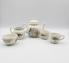 Set 6 PC Beatrix Potter Wedgewood Children  s Tea Pot Lid Sugar Bowl Creamer Cups