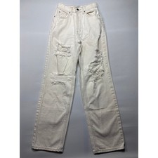 BDG Urban Outfitters Women's Distressed Straight Leg Cream Jeans - 25 24x31 