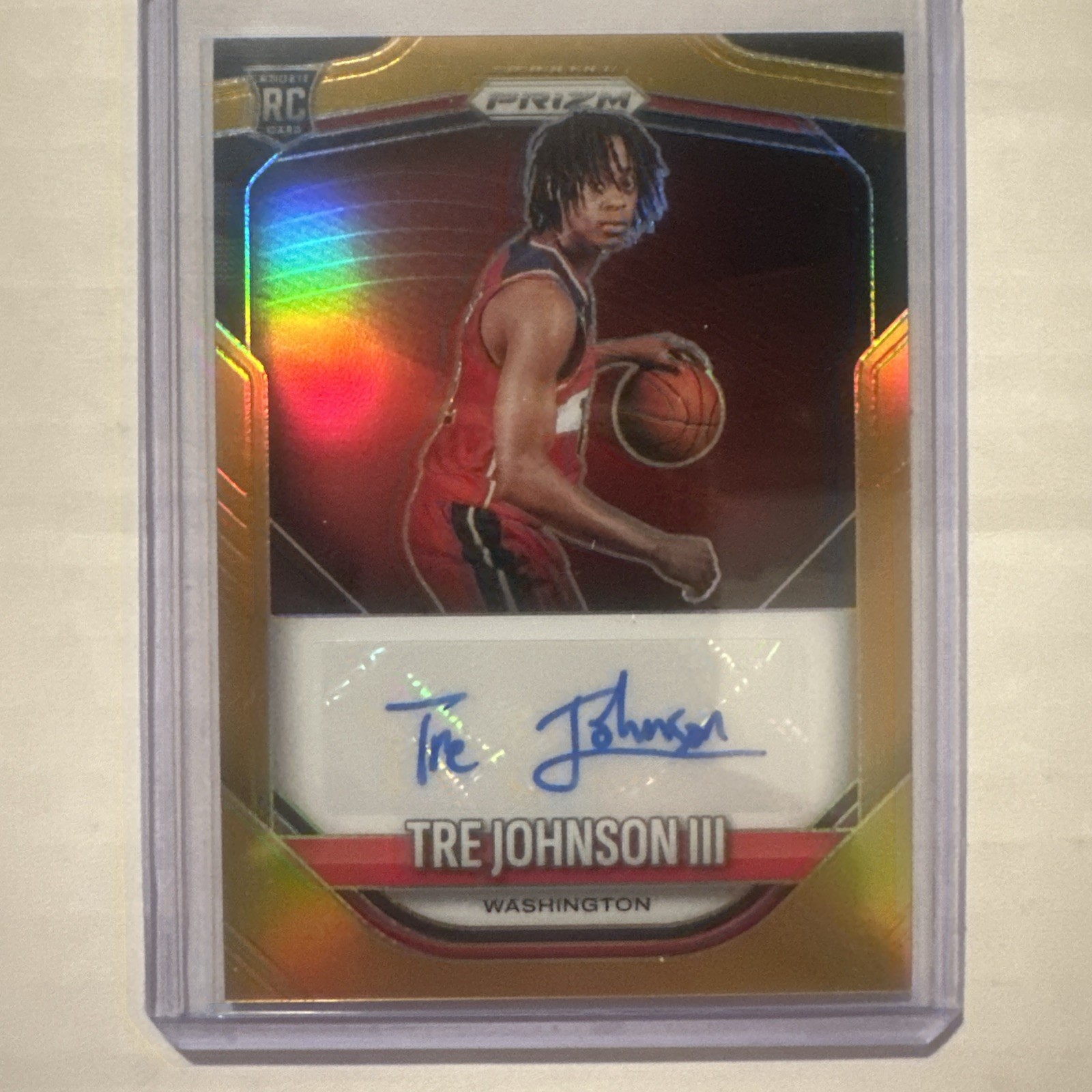 2025-26 Panini Prizm Basketball Tre Johnson III RC Rookie Gold Prizm Auto /10