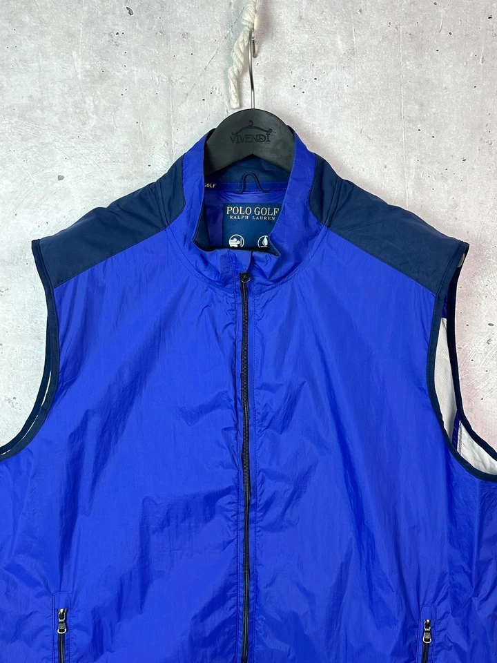 Polo Golf Ralph Lauren Wind Water Resistant Blue Zip Nylon Vest Size XL - Image 2 of 4