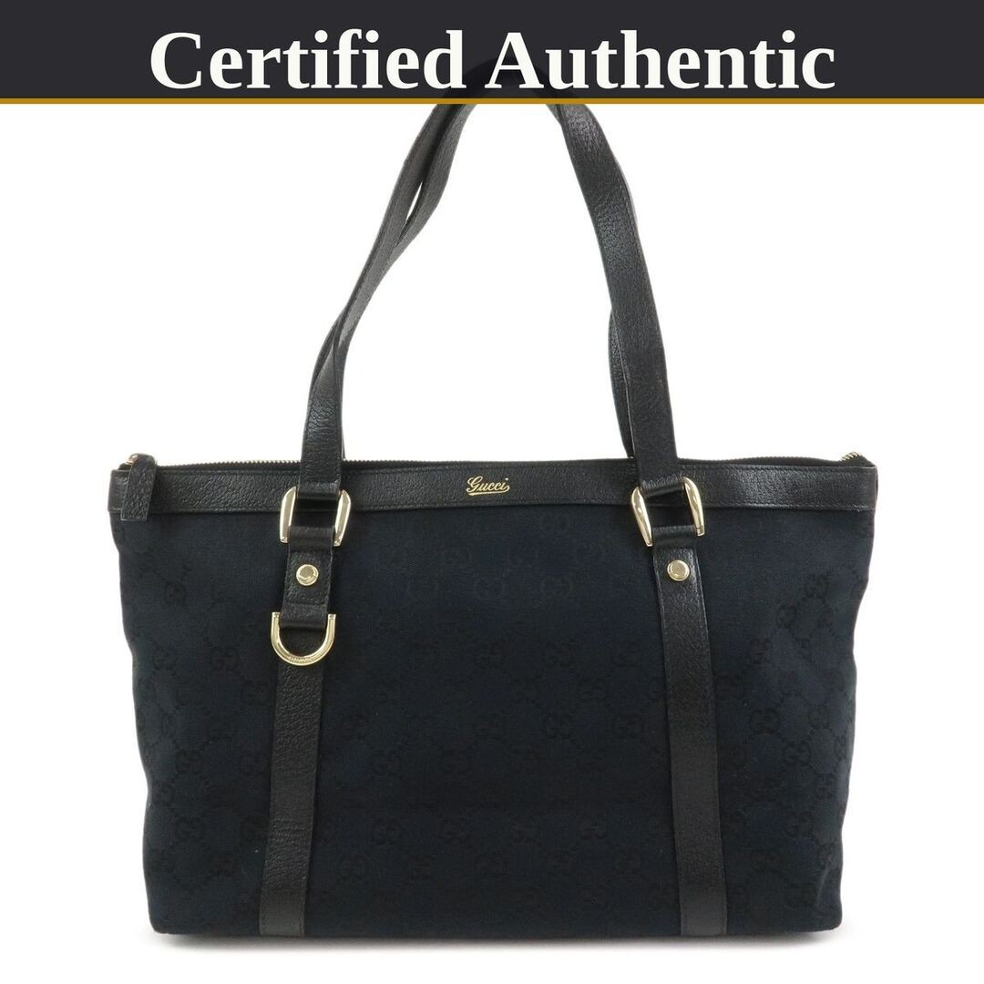 Gucci Abbey GG Canvas Leather Tote Shoulder Bag Black Used