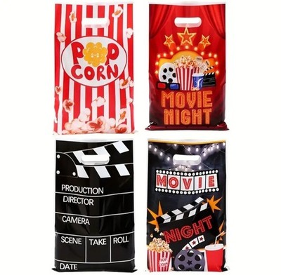 25er Pack Geschenktüten aus Kunststoff Movie Popcorn Muster ca. 16,5x25 cm