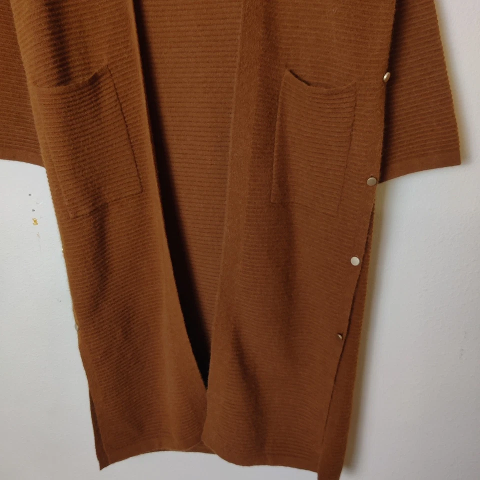 J.O.A. Cárdigan Suéter Pequeño Just One Answer Yolanda Marrón Acanalado Longline Foto 4 de 4