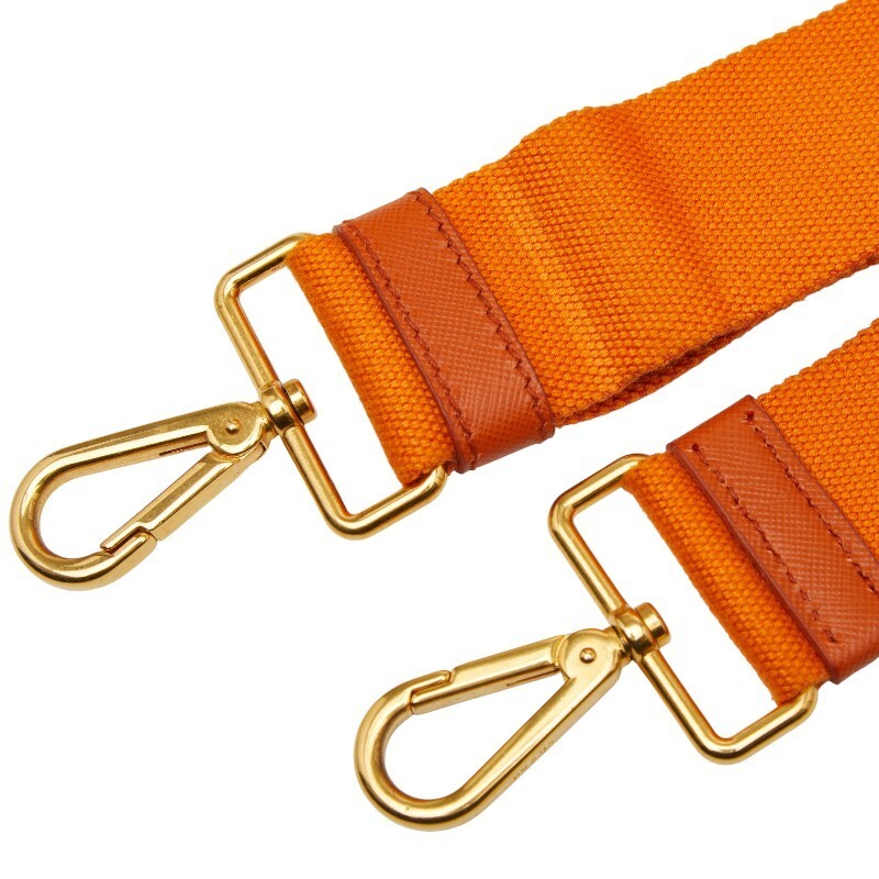 PRADA Triangle Logo Plate Canapa M Tote Bag Shoulder Bag 2WAY Orange Canvas Ladi thumbnail 8