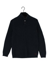 Ted Baker Men's Jumper M Blue Cotton with Polyamide, Wool Mock Neck Pullover