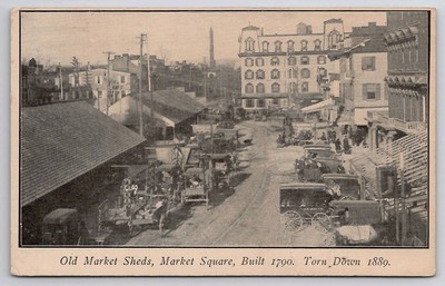 Harrisburg PA Old Market Shed Market Sq Built 1790 Torn Down 1889 Postcard I46
