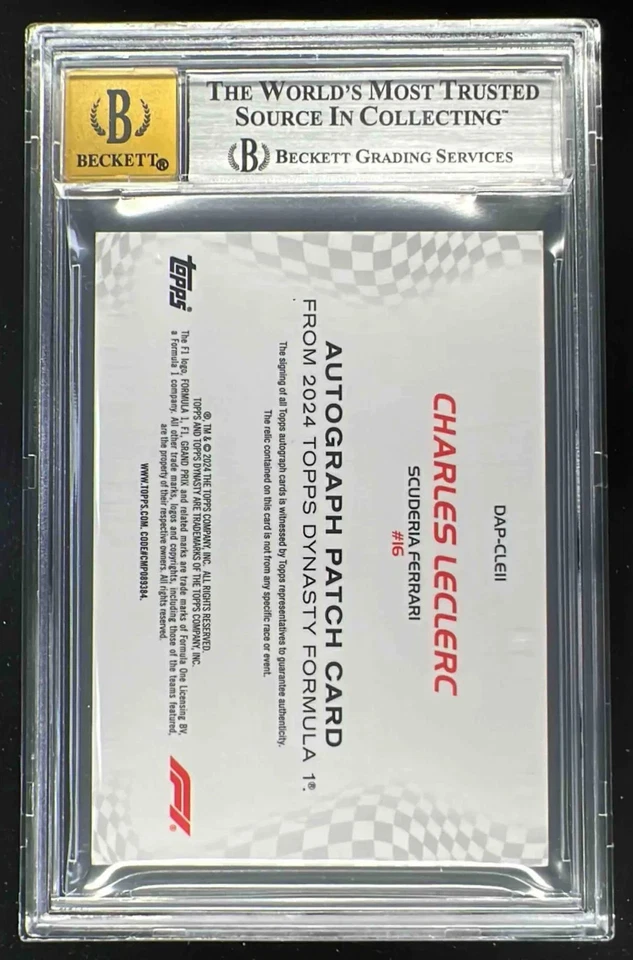 2024 Topps Dynasty Formula 1 Patch #DAP-CLEII Charles Leclerc Auto /10 BGS 8.5 - Image 2 of 2