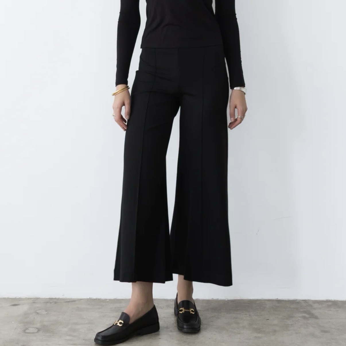 Ripley Rader Los Angeles Cropped Black Ponte Wide Leg Pants Women’s 4 Or Large