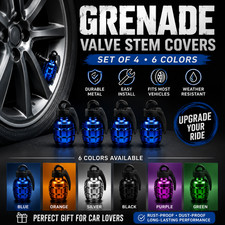Aluminum Grenade Valve Stem Caps Set Of 4 Tire Covers 7 Colors Universal