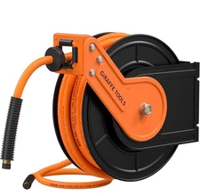 TA15B Retractable Air Hose Reel Wall Mount 3/8" x 50 ft Hybrid Hose, Air Compres