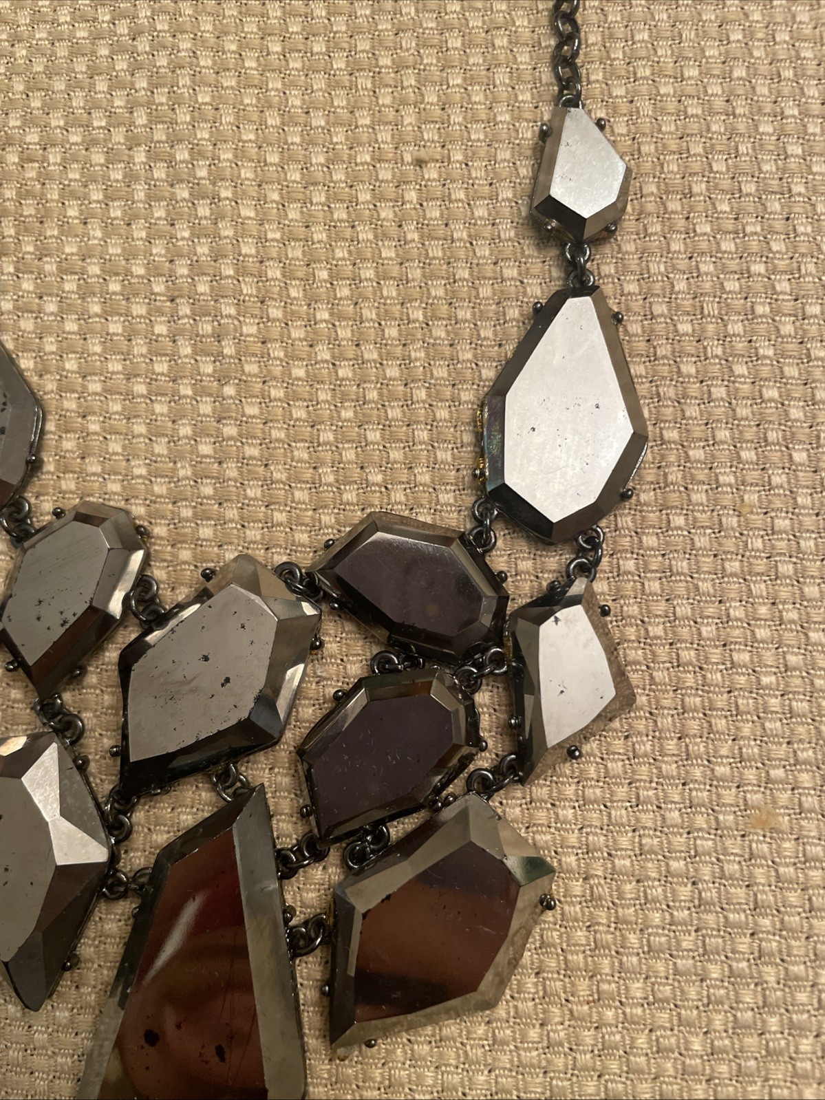 Gunmetal Silver  Mirror Like Bold Statement Neckl… - image 10