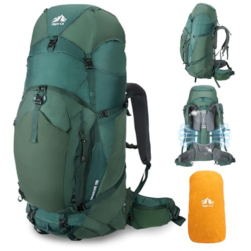 Internal-frame Hiking Backpack: Large Camping Backpack for Men 100L Green Plus