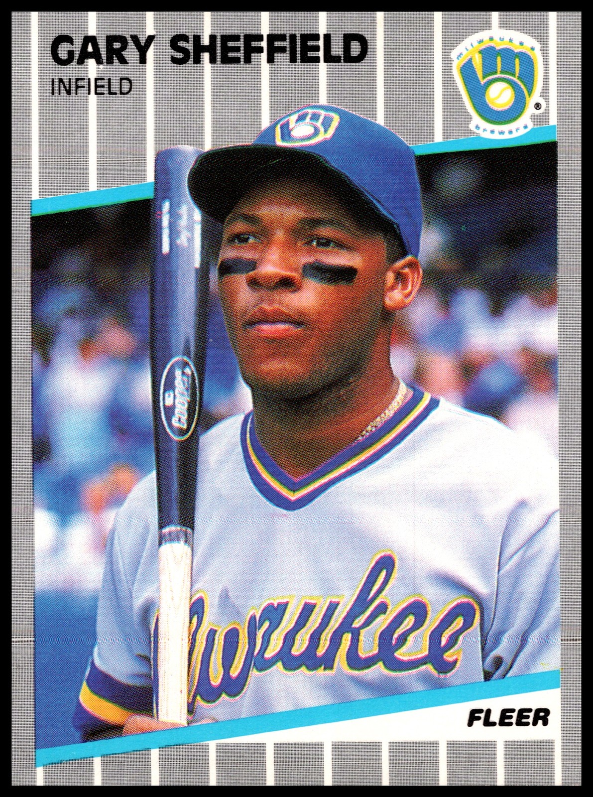 1989 Gary Sheffield Rookie Fleer Baseball RC #196 Milwaukee Brewers