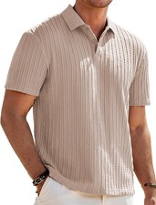 Men's Textured Polo Shirt Short Sleeve