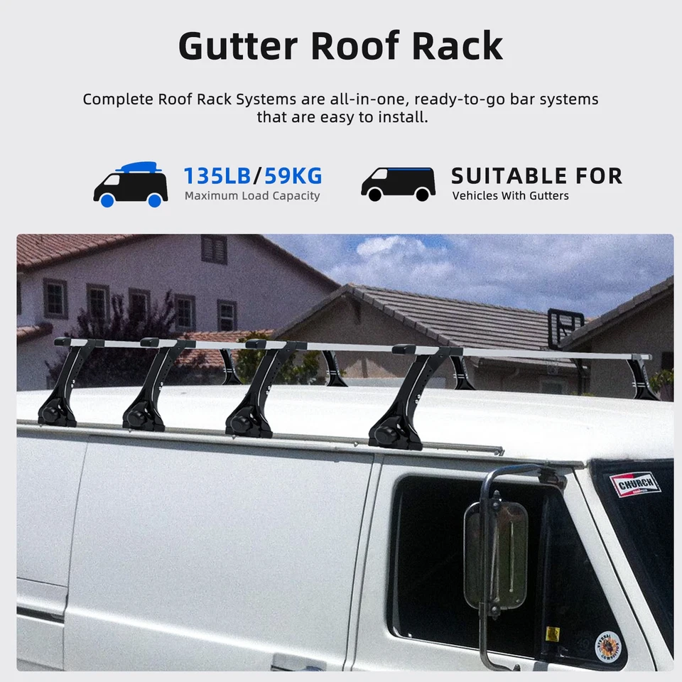 For Ford Bronco Roof Rack Cross Bars Rain Gutter Cargo Carrier Kayak Adjustable - Image 2 of 4