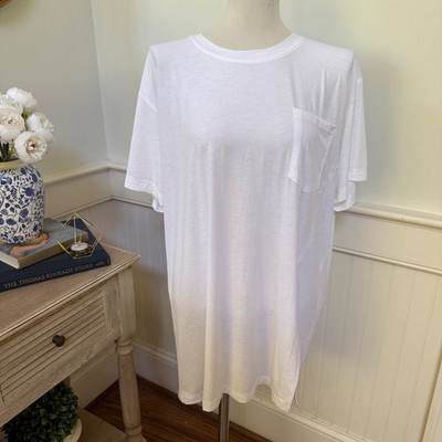 FP Movement Take It Easy Womens White Oversized Short Sleeve Pocket T-Shirt Sz M