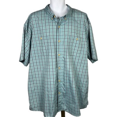 Schmidt Workwear Shirt Mens Size 3X Plaid Seersucker Button Up Short Sleeve