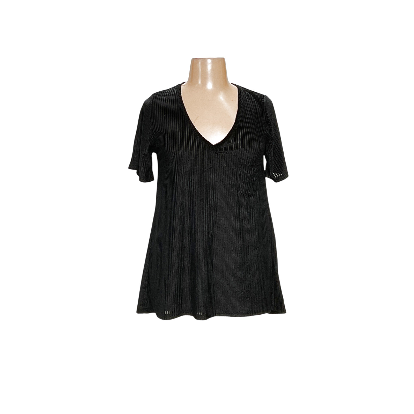Pol Black Polyester Solid Blouse L - image 1