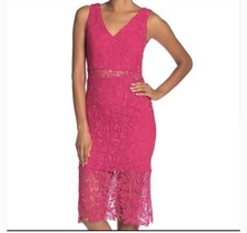 NWT Nordstrom NSR Hot Pink Lace Midi Dress  size Medium