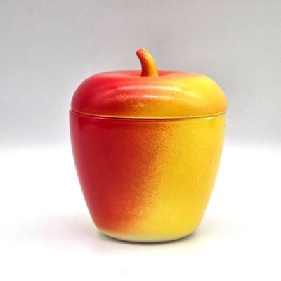 Vintage Hazel Atlas Apple Condiment Milk Glass Jelly Jam Jar With Lid 1930-40s