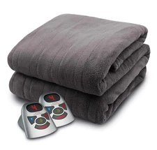 Micro Plush Electric Heated Blanket with Digital Controller, Queen, Grey