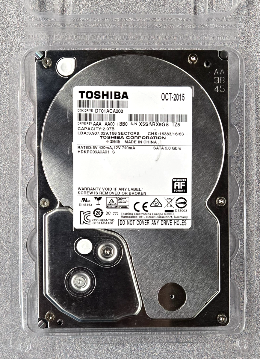 Toshiba 2TB DT01ACA200 SATA III 6Gb/s 7200RPM 3.5 Inch AF Format