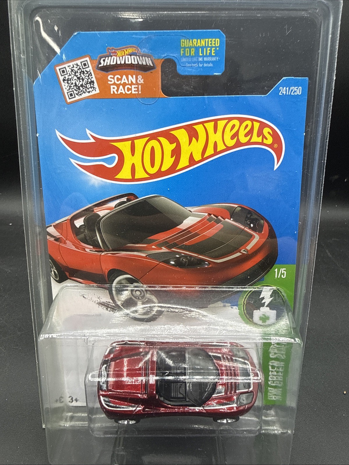 2016 Hot Wheels STH Super Treasure Hunt RED TESLA ROADSTER HW Green Speed 1/5 
