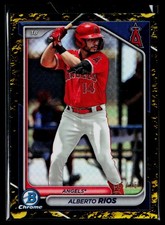 2024 Bowman #BCP-98 Alberto Rios #/75 Yellow Lunar Refractors Los Angeles Angels