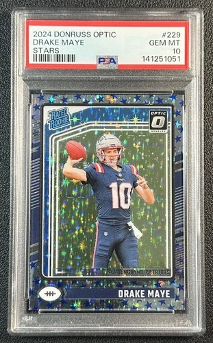 DRAKE MAYE PSA 10 2024 PANINI DONRUSS OPTIC #229 STARS RATED ROOKIE PATRIOTS 051