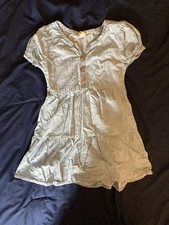 S (4) One Step Up girl clothes - 1 piece dress | solid blue theme with buttons