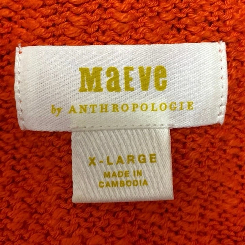 Suéter Top Anthropologie Maeve Para Mujer Naranja Cuello en V Polo Manga Larga Talla XL Foto 3 de 4