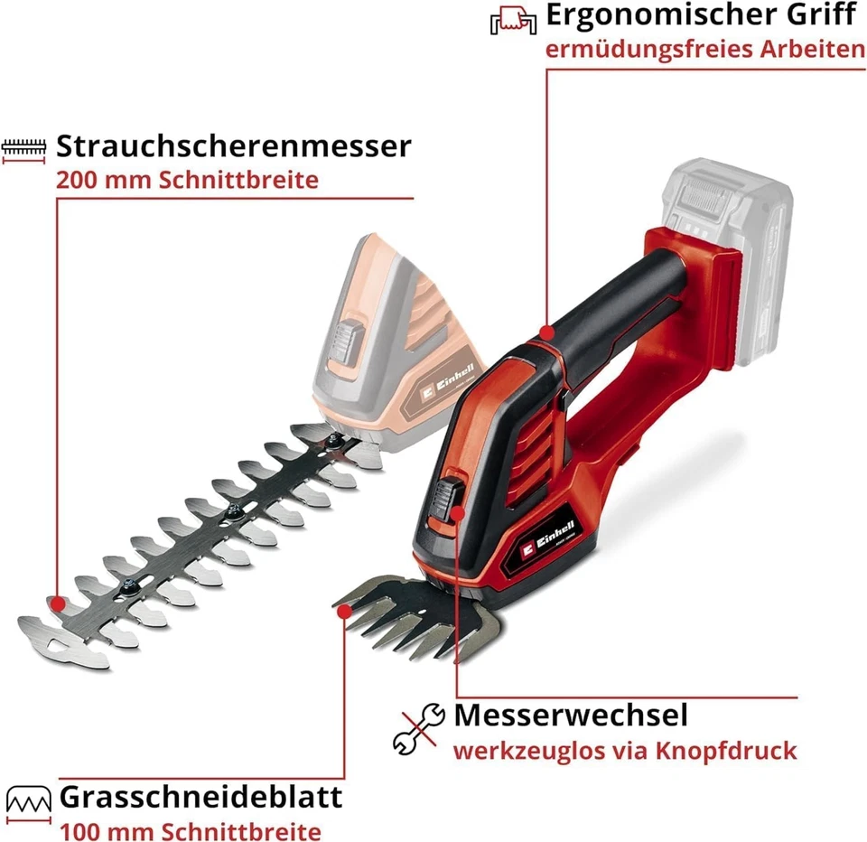 Einhell Akku-Gras- und Strauchschere GE-CG 18/100 Li-Solo Power X-Change - Bild 3 von 4