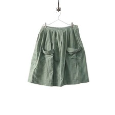 Mina Perhonen LAUNDRY Turku Skirt green blue striped cotton size 38 used Japan