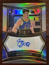 Panini 2024-25 Select Rookie Signatures Quinten Post Prizm Auto /249 Warriors