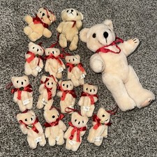Vintage Teddy Bear Ornament Lot 14 Plush Bears - 837