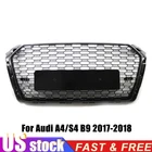 For 2017-2018 Audi A4 S4 B9 RS4 Style Honeycomb Mesh Front Grille Black Grill