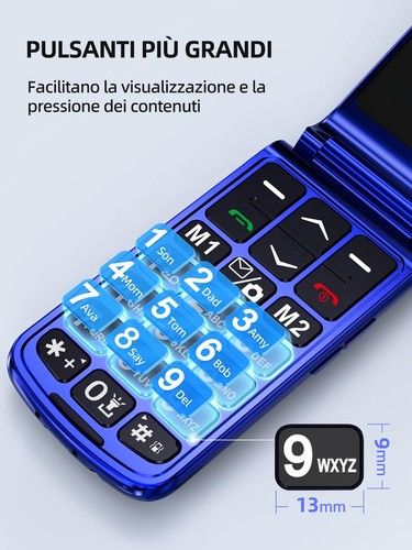 Telefono Cellulare per Anziani Flip Con Tasti Grandi, Contatti Con Immagini, SOS - Foto 2 di 9