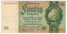 1933 Germany 50 Reichsmark 6094862 Reichbanknote Paper Money Banknotes