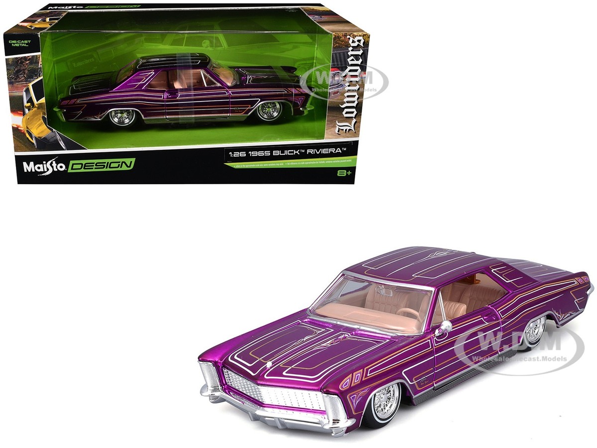1965 BUICK RIVIERA LOWRIDER PURPLE 1/26 DIECAST MODEL CAR BY