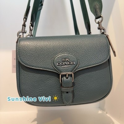 NWT COACH Amelia Saddle Bag Shoulder Bag Leather CP107 Dark Teal