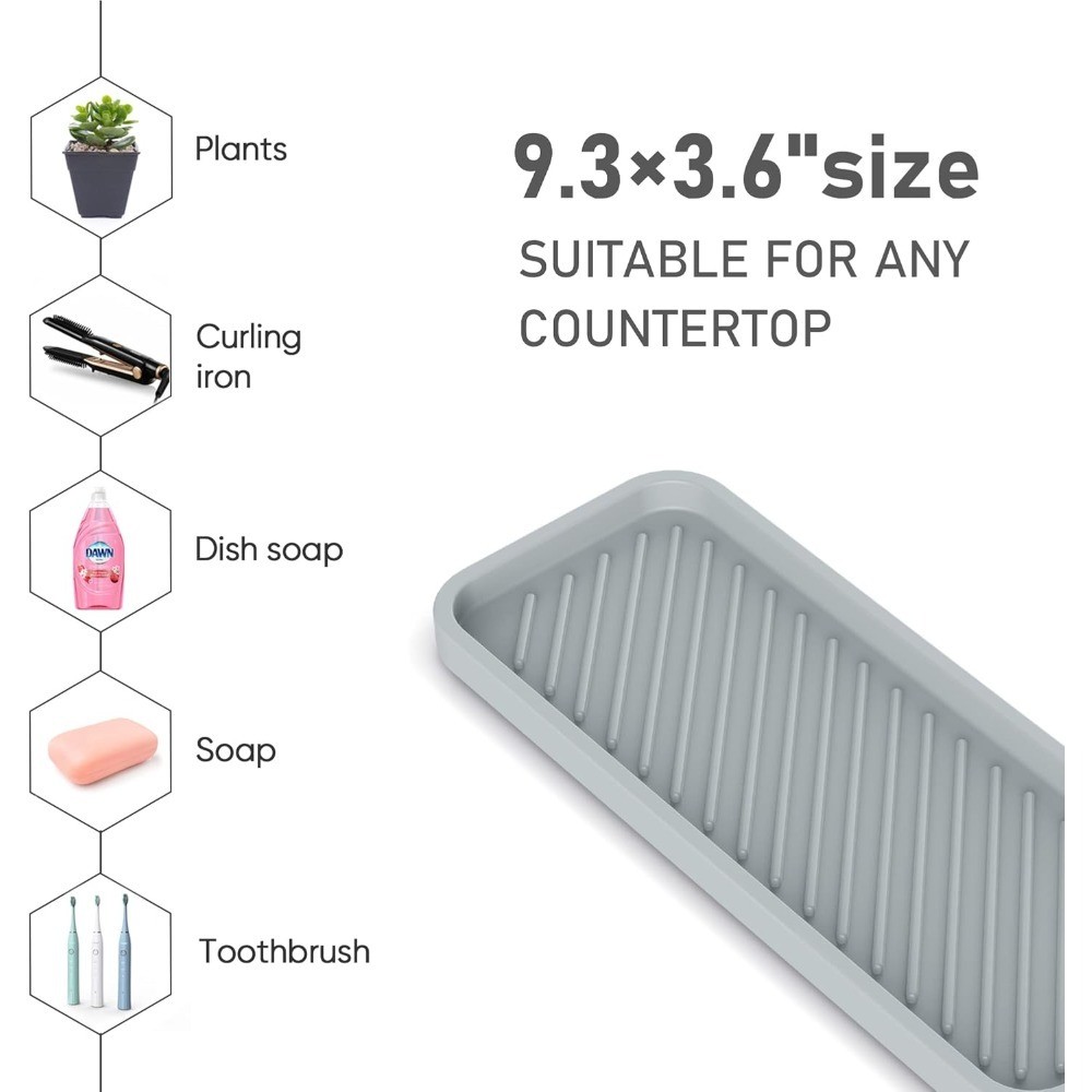 Kitchen Sink Organizer Tray 2 Pack Silicone Sponge Soap Holder for Sink Bathroom