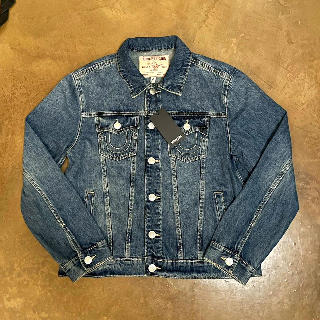 True Religion Men's Jesse SN Trucker Blue Denim Jean Jacket, Size M, NWT $159 - product detail image 1