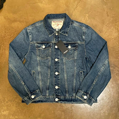 True Religion Men's Jesse SN Trucker Blue Denim Jean Jacket, Size M, NWT $159 - product listing photo