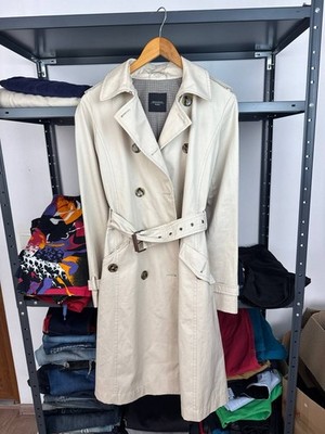 Weekend Max Mara Beige Trench Coat Belted Double Breasted Women Size 8
