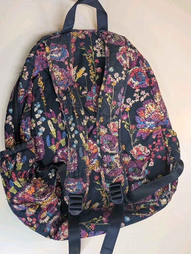 Vera Bradley Floral Quilted Backpack Multicolor Pattern Multi Pockets Used VGC - Image 2 of 4