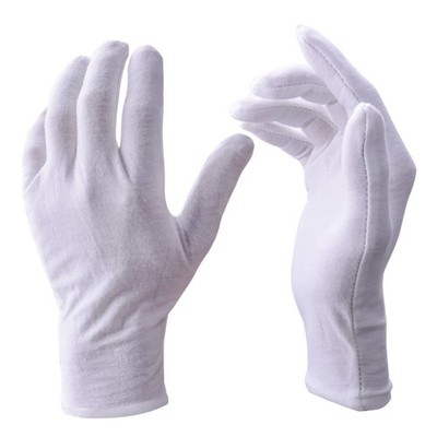 Zealor 12 Pairs White Cotton Gloves Soft Cloth Dust Hand Large,